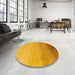 Round Machine Washable Abstract Deep Yellow Rug in a Office, wshabs4121