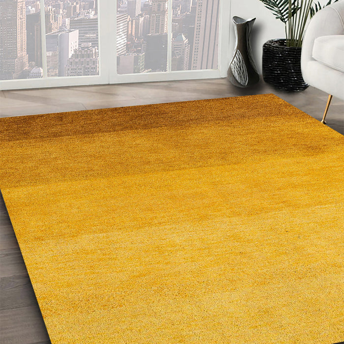 Abstract Deep Yellow Modern Rug in Family Room, abs4121