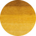 Round Abstract Deep Yellow Modern Rug, abs4121