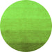 Round Machine Washable Abstract Green Modern Area Rugs, wshabs4121grn