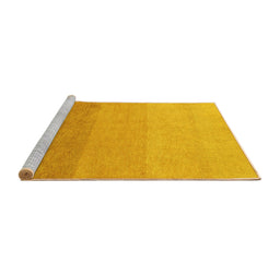 Sideview of Machine Washable Abstract Yellow Modern Rug, wshabs4121yw