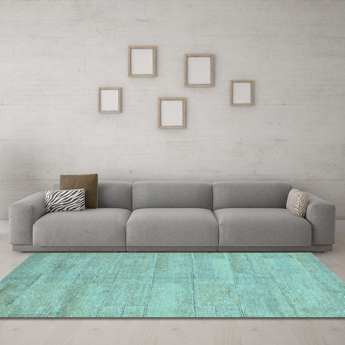 Machine Washable Solid Light Blue Modern Rug in a Living Room, wshabs4122lblu