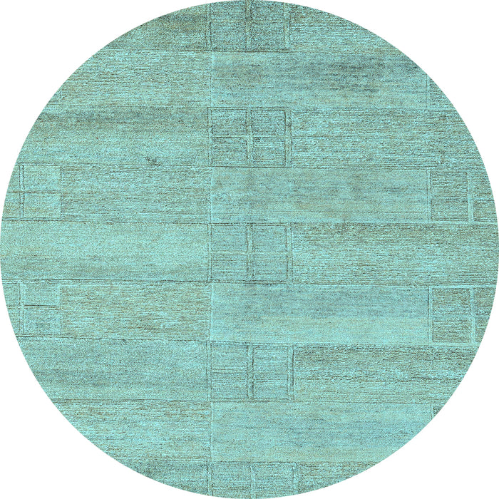 Round Machine Washable Solid Light Blue Modern Rug, wshabs4122lblu