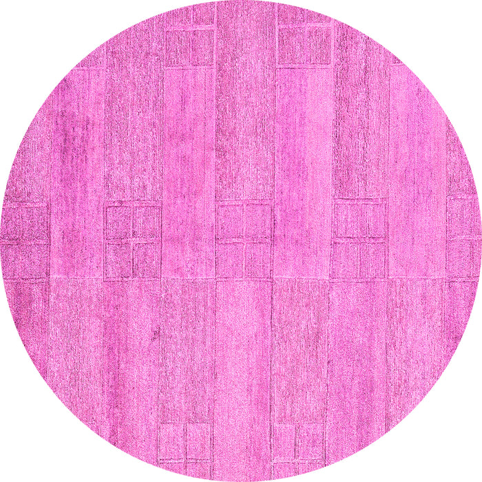 Round Machine Washable Solid Pink Modern Rug, wshabs4122pnk