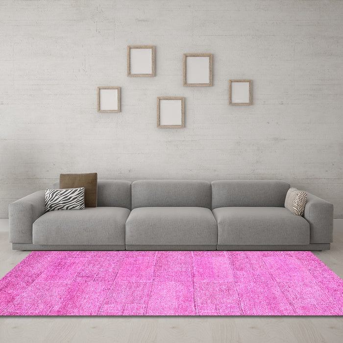Machine Washable Solid Pink Modern Rug in a Living Room, wshabs4122pnk