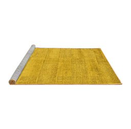 Sideview of Machine Washable Solid Yellow Modern Rug, wshabs4122yw