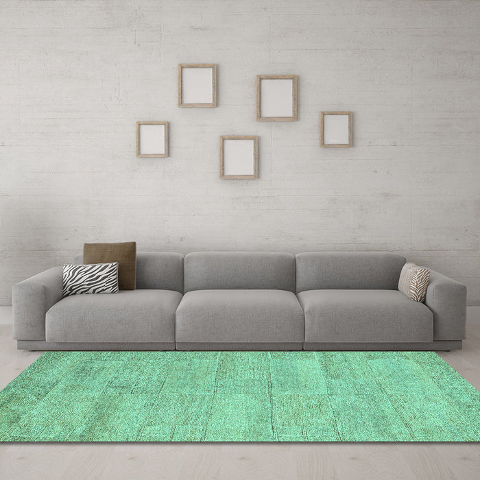 Machine Washable Solid Turquoise Modern Area Rugs in a Living Room,, wshabs4122turq