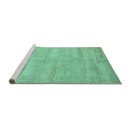 Sideview of Machine Washable Solid Turquoise Modern Area Rugs, wshabs4122turq