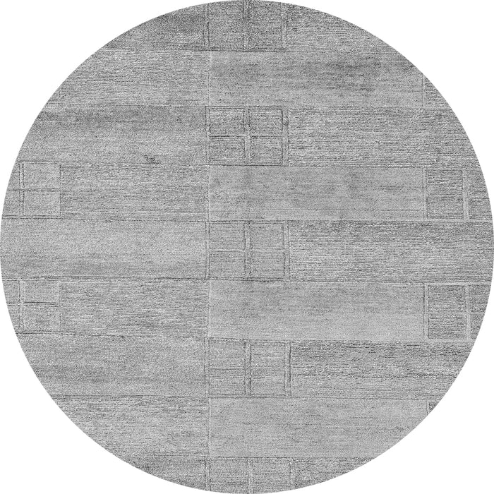 Round Machine Washable Solid Gray Modern Rug, wshabs4122gry