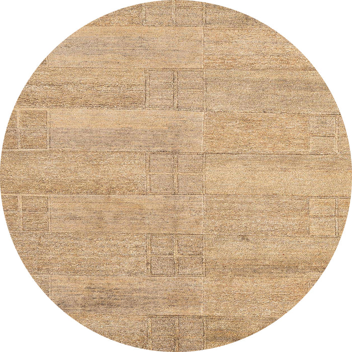 Round Abstract Bronze Brown Solid Rug, abs4122