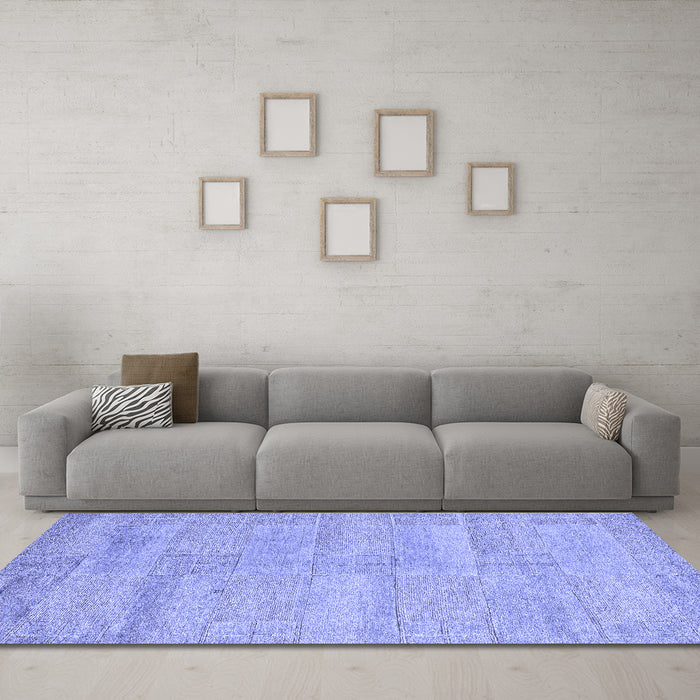 Machine Washable Solid Blue Modern Rug in a Living Room, wshabs4122blu