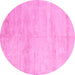 Round Solid Pink Modern Rug, abs4123pnk