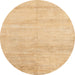 Round Abstract Orange Solid Rug, abs4123