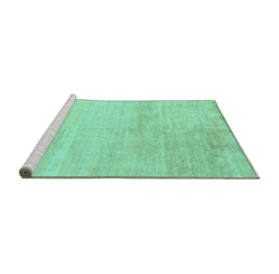 Sideview of Machine Washable Solid Turquoise Modern Area Rugs, wshabs4123turq