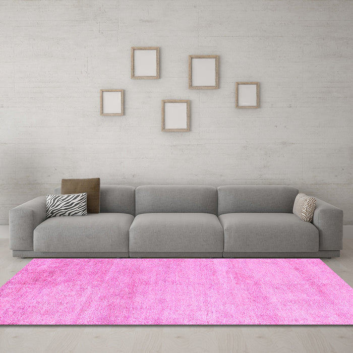 Machine Washable Solid Pink Modern Rug in a Living Room, wshabs4123pnk