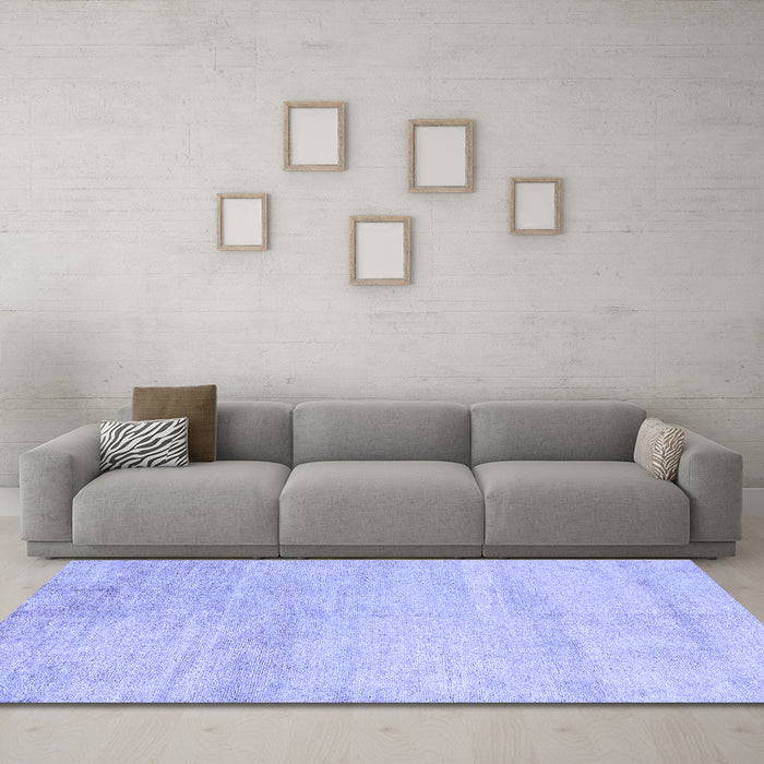 Machine Washable Solid Blue Modern Rug in a Living Room, wshabs4123blu