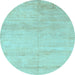 Round Solid Light Blue Modern Rug, abs4123lblu