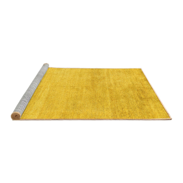Sideview of Machine Washable Solid Yellow Modern Rug, wshabs4123yw