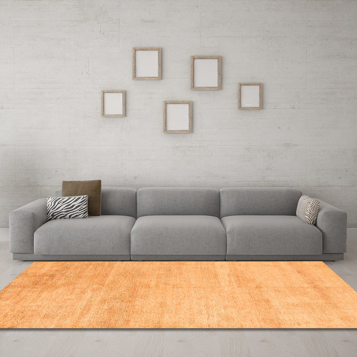 Machine Washable Solid Orange Modern Area Rugs in a Living Room, wshabs4123org