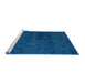 Sideview of Machine Washable Abstract Blueberry Blue Rug, wshabs4124