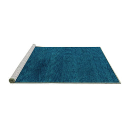 Sideview of Machine Washable Abstract Turquoise Modern Area Rugs, wshabs4124turq