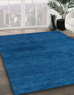 Abstract Blue Modern Rug in Family Room, abs4124