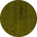 Round Abstract Yellow Modern Rug, abs4124yw