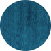 Round Machine Washable Abstract Turquoise Modern Area Rugs, wshabs4124turq