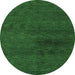 Round Abstract Emerald Green Modern Rug, abs4124emgrn