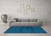 Machine Washable Abstract Turquoise Modern Area Rugs in a Living Room,, wshabs4124turq