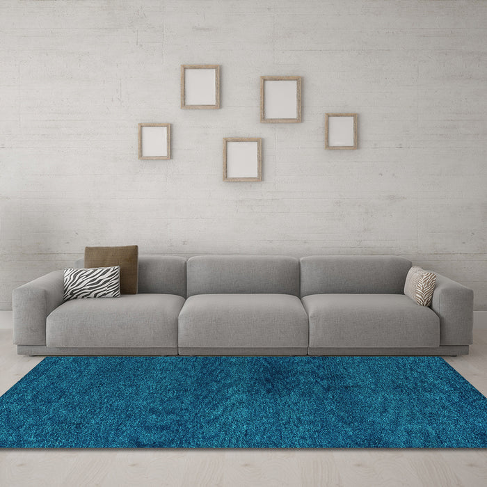 Machine Washable Abstract Turquoise Modern Area Rugs in a Living Room,, wshabs4124turq