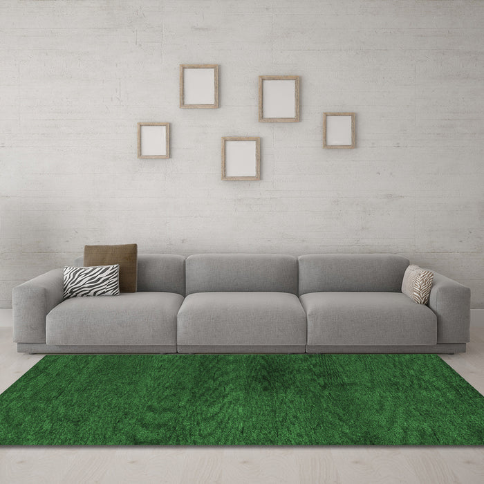 Machine Washable Abstract Emerald Green Modern Area Rugs in a Living Room,, wshabs4124emgrn