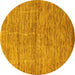 Round Abstract Yellow Modern Rug, abs4125yw