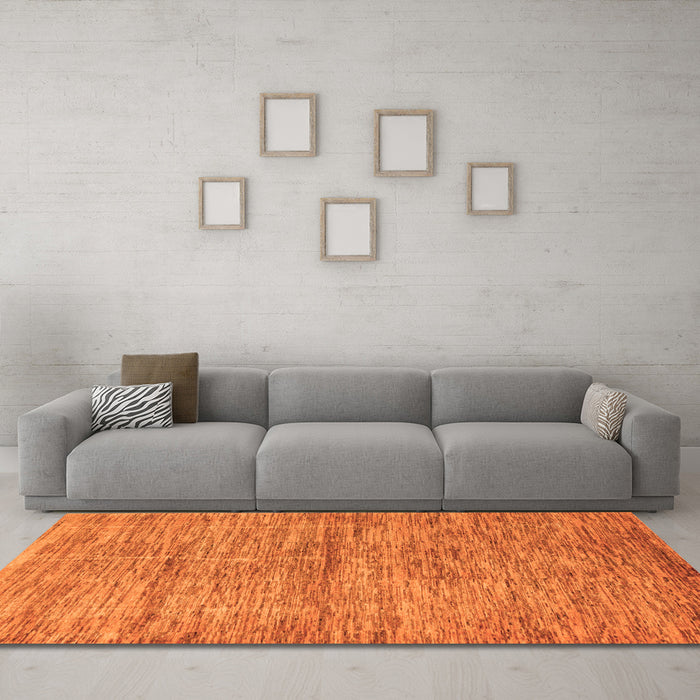 Machine Washable Abstract Orange Modern Area Rugs in a Living Room, wshabs4125org