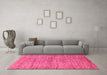 Machine Washable Abstract Pink Modern Rug in a Living Room, wshabs4125pnk