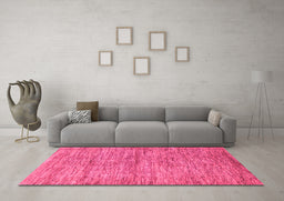 Machine Washable Abstract Pink Modern Rug in a Living Room, wshabs4125pnk