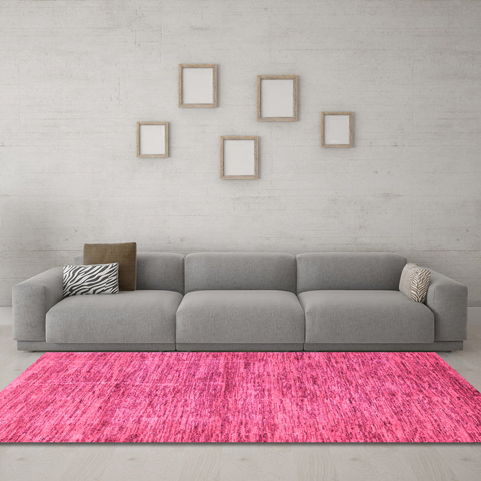 Machine Washable Abstract Pink Modern Rug in a Living Room, wshabs4125pnk