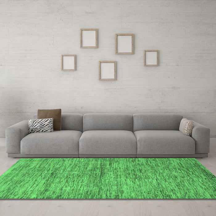 Machine Washable Abstract Emerald Green Modern Area Rugs in a Living Room,, wshabs4125emgrn