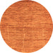 Round Machine Washable Abstract Orange Modern Area Rugs, wshabs4125org