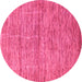 Round Machine Washable Abstract Pink Modern Rug, wshabs4125pnk