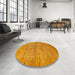 Round Machine Washable Abstract Orange Rug in a Office, wshabs4125