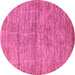 Round Machine Washable Abstract Purple Modern Area Rugs, wshabs4125pur