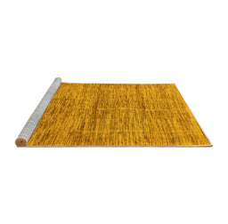 Sideview of Machine Washable Abstract Yellow Modern Rug, wshabs4125yw