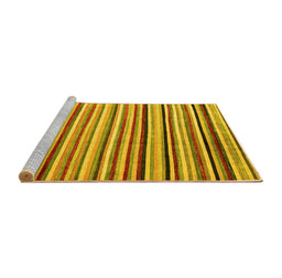 Sideview of Machine Washable Abstract Yellow Modern Rug, wshabs4126yw