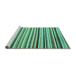 Sideview of Machine Washable Abstract Turquoise Modern Area Rugs, wshabs4126turq
