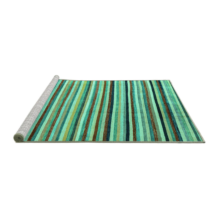Sideview of Machine Washable Abstract Turquoise Modern Area Rugs, wshabs4126turq