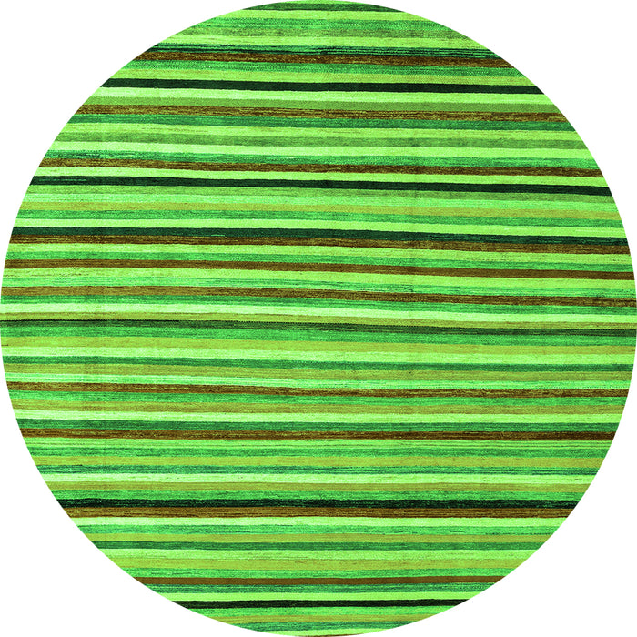 Round Machine Washable Abstract Green Modern Area Rugs, wshabs4126grn