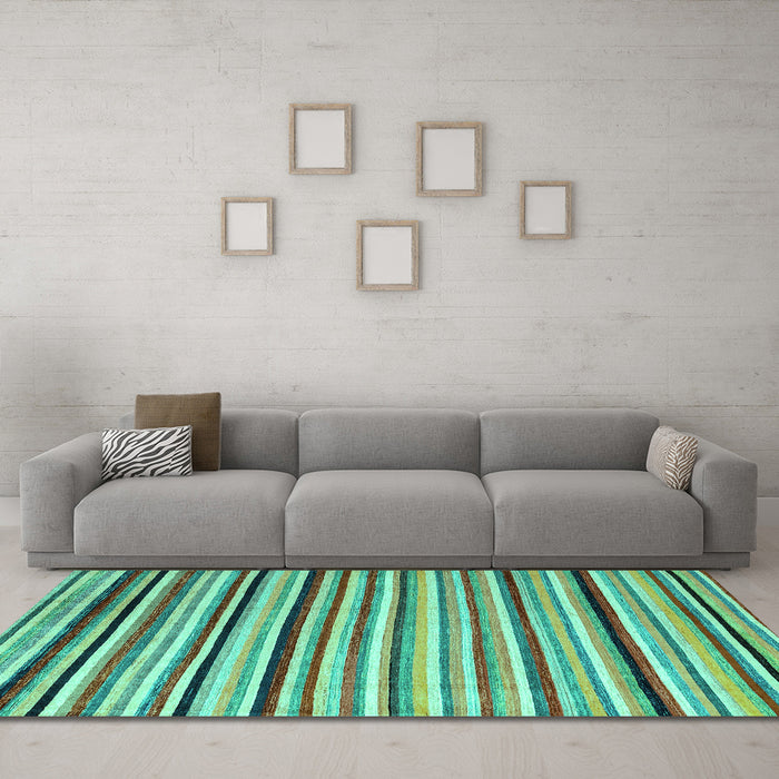 Machine Washable Abstract Turquoise Modern Area Rugs in a Living Room,, wshabs4126turq