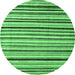 Round Machine Washable Abstract Emerald Green Modern Area Rugs, wshabs4126emgrn