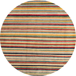 Round Abstract Brownish Green Modern Rug, abs4126